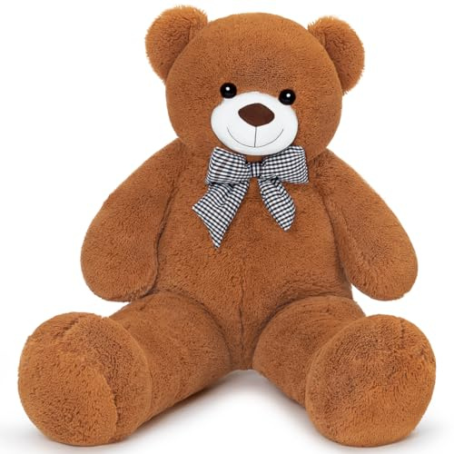 Sausudols XXXL Teddybär Großer Bär 140 cm groß Riesen Teddy Bär Stofftier Plüschtier Kuscheltier Geschenk für Kinder Freundin Dunkelbraun