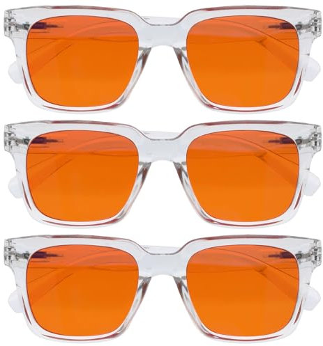 OPULIZE ERA Sleep & Recovery Glasses - Orange Lens - 99.9% Blue Light Blocking - Anti-Reflective & Anti-Glare - 3 Pack - UV400 Protection - Oversized Frame - Night Glasses - Men & Women
