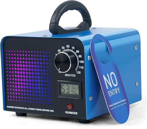 Ozongenerator,58000mg/Std Ozongerät mit Temperatur- und Luftfeuchtigkeitsanzeige, Ozon Luftreiniger mit 120 Min Timer, für Auto, Wohnung, Raum, Rauch, Haustiergerüche und Küchengerüche, Schwarz