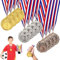 Fhioevt 12 Stück Medaillen Kinder Gewinner Medaille mit Gravur Gold Silber Bronze Medaillen mit Band Auszeichnung Metall Medaillen für Kinder Erwachsene Party Spiele Wettkämpfe Sport (5 cm)