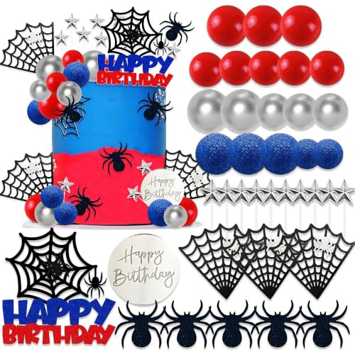 Superhero Birthday Cake Decoration Superhero Party Favors Spider Cake Decor | Spider Cake Decoration Spider Birthday Party Cupcake Decor Halloween Party Favors