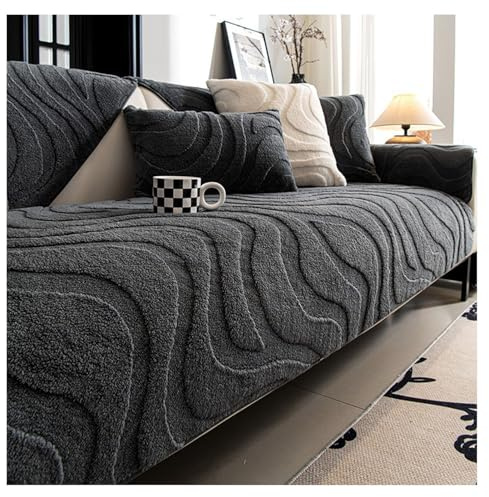 FYFWPA Sofa Überzug Weiche Plüsch Sofabezug: Hund Katze Sofaschoner Anti Rutsch Vintage Couch Überzug für U Form L Form Sektionssofa für Herbst und Winter(Dark Gray,70 * 70cm)