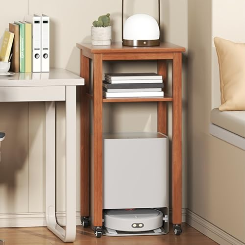 ZIGTUEI Saugroboter Ständer Staubsauger Roboter Halter, Versteckter Staubsaugerroboter Ständer, Offenes Versteck-Regal, für Zuhause Büro Wohnzimmer Garage Ecke(Brown,45cm/17.7in)
