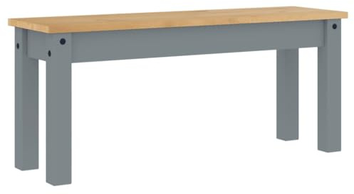 Esszimmerbank aus Massivem Kiefernholz, Grau, 105 X 30 X 45 cm, Robuste Rustikale Flurbank, Leicht zu Reinigen mit Honigwachs-Finish, 220 Kg Tragkraft, Panama-Reihe, Montage (Grau)
