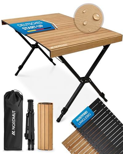 NORDMUT® Campingtisch klappbar – Hochwertiger Klapptisch Camping aus Aluminium – Rostfreier Campingtisch höhenverstellbar mit leichten Aufbau