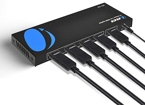 OREI 4K 1x4 HDMI Splitter, - 1 Port auf 4 HDMI Display Duplizieren/Spiegeln - Powered Splitter Ver 1.4 Zertifiziert für Full HD 1080P Hohe Auflösung & 3D Unterstützung (Ein Eingang auf vier Ausgänge)