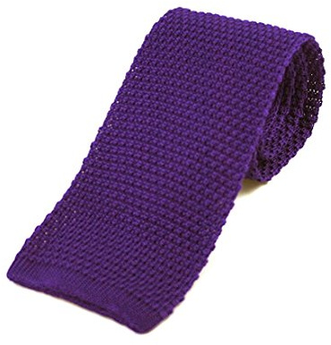 Elegant Extras Plain Purple Silk Knitted Tie