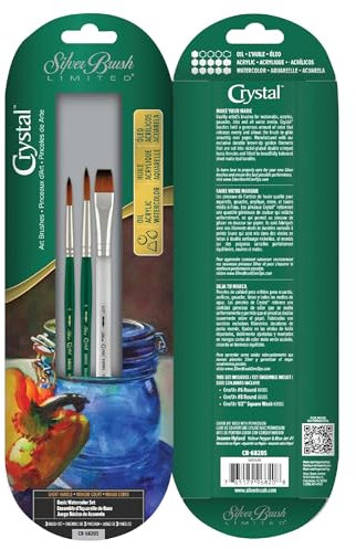 Silver Brush Lot de 3 pinceaux à Aquarelle en Cristal doré