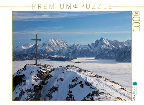 CALVENDO Puzzle Gipfelkreuz in Bergkulisse | 1000 Teile Lege-Größe 64 x 48 cm Foto-Puzzle für glückliche Stunden