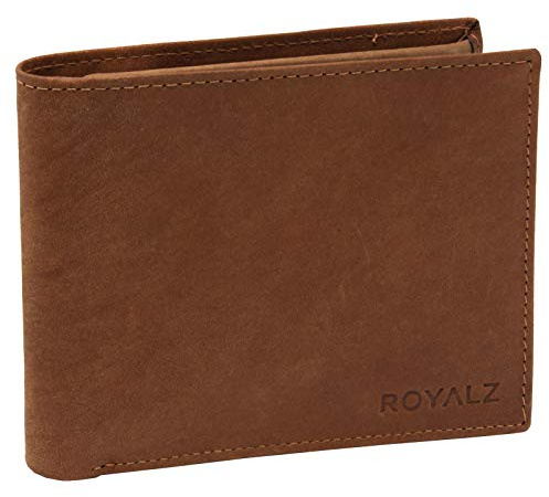ROYALZ Vintage Portemonnaie aus Leder für Herren Brieftasche Leder-Geldbörse Portmonee Geldbeutel Etui EC-Karten-Fach, Farbe:Antero Braun