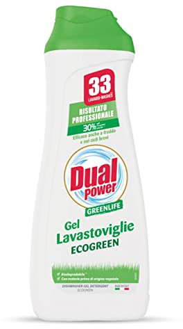 Dual Power, Gel Lavastoviglie Ecologico, Gel Realizzato con Materie Prime di Origine Vegetale, Efficace anche a Freddo e nei Cicli Brevi, 33 Lavaggi, Made in Italy, Confezione 660 ml