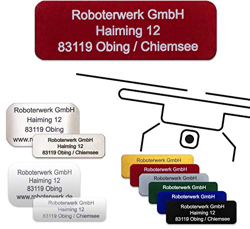 Roboterwerk - 2 Drohnen-Plaketten und Kennzeichen 20x8 mm für DJI NEO und andere Modelle | 2 Stück: E-ID und individuelle Adresse | Schwarz oder Silber