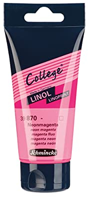 Schmincke - College Linol, Künstler-Linoldruck-Farben, Neonmagenta in 75 ml-Tube, 39870013, geruchsarme Linoldruckfarbe auf Wasserbasis, lichtecht, gleichmäßiger Druck