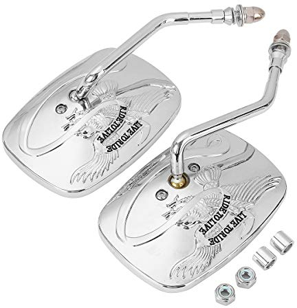 Alamor Motorrad-Rückspiegel Chrom für Harley Davidson Eagle Spirit Live to Ride