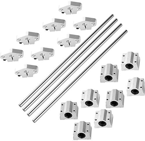 S SIENOC 400mm Linearwelle Ø8mm Linearführung Horizontale Präzisionswelle Linearlager+H-Halterung+Kugellager (Typ-6, 2Set, 400mm)