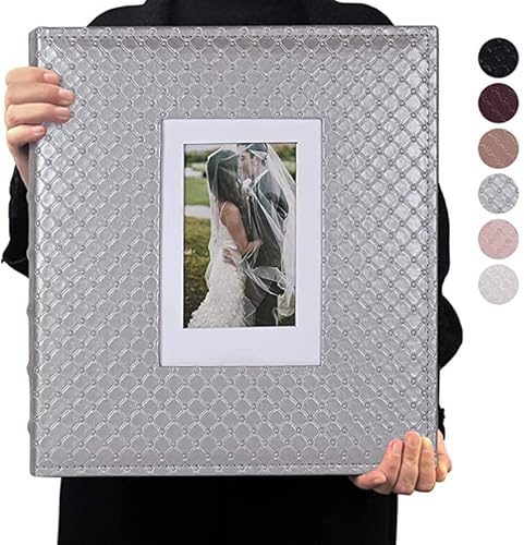 RECUTMS Für 600 Fotos, schwarze Seiten, horizontale und vertikale Bilder, Album, Geburtstag, Weihnachten, Fotoalben, Hochzeitstag, Fotoalben, Buch (grau)