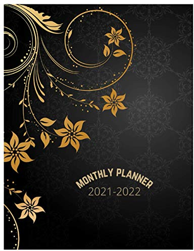 monthly planner 2021-2022: 2 years calendar planner (january 2021 through december 2022) 8.5x11 Daily Weekly Monthly Planner Yearly Agenda/floral gold cover design