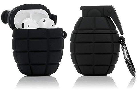 YIGEYI Custodia in Silicone Compatibile con Airpods 1 e 2 Funny Cute Cartoon 3D Case Cover[Fantastica Serie di Giochi] (Grenade Nero)