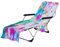 Strandkorb-Handtuch mit Seitentaschen, bunter Chaiselongue Handtuchbezug für Sonnenliege, Pool, Sonnenbad, Garten, Hotel, Bunt Tie-dye Muster,210 x 75 cm (Farbe E, 75 × 210 cm)