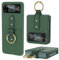 HWeggo Funda para Samsung Galaxy Z Flip 4 2022 con Anillo,Ultra Slim Rígido PC Anti-Rasguño y Resistente Protectora Carcasa,con Protector de Pantalla Exterior,Verde