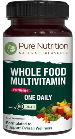 Pure Nutrition Whole Food Multivitamin for Women | 90 Tabs | One-A-Day | 100% RDA | 24 Natural Vitamins and Minerals | All Natural Plant Based Women's Multivitamin | 3 Months Supply