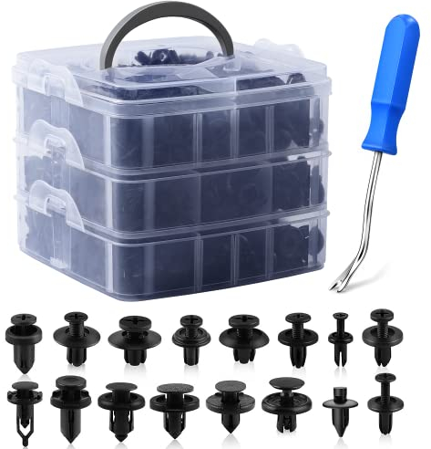 651 Stück Auto-Nieten-Clips, 16 Arten Kunststoff-Auto-Verkleidungs-Clips, Set mit Entfernungswerkzeug, universelle Auto-Stoßstangen-Befestigungsclips, Liner feste Clips, Befestigungswerkzeug