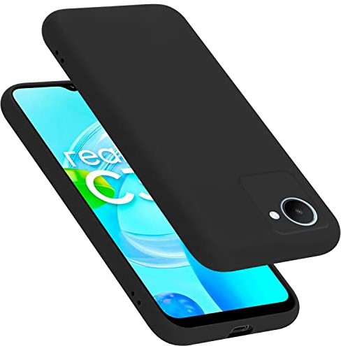 Cadorabo Hülle kompatibel mit Realme C30 / Narzo 50i Prime Hülle Silikon Handyhülle für C30 / Narzo 50i Prime Case aus flüssigem Silikon- Kratzfeste dünne TPU Schutzhülle - Liquid SCHWARZ