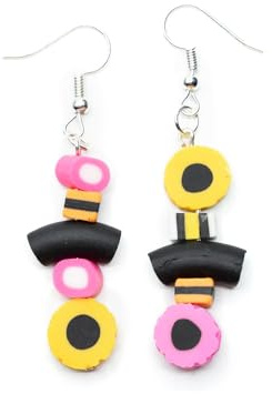 Miniblings Lakritz Ohrringe Hänger Konfekt Handarbeit 35mm versilbert | Ohrschmuck, sorgfältig in Berlin gefertigt, mit Bonbon und Süßigkeit