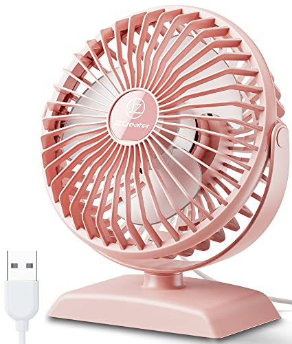 JZCreater USB Desk Fan, Small But Powerful, Portable Quiet 3 Speeds Wind Desktop Personal Fan, Adjustment Mini Fan Table Fan for Better Cooling, Home Office Car Indoor Outdoor
