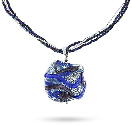 Venetiaurum - Collar con Colgante Original de Cristal de Murano y Plata 925 - Joya Made In Italy Certificada