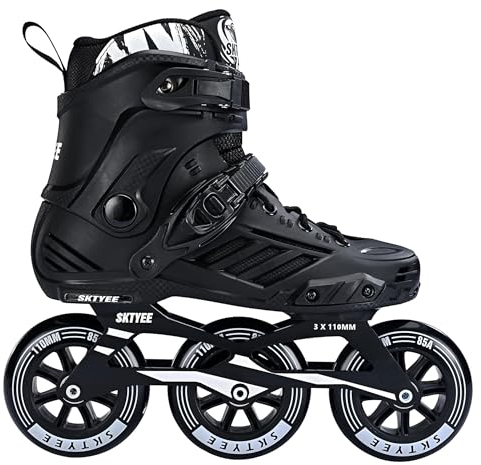 Sljjlhx Inlineskates mit 3 Rädern für Herren und Damen, Hochleistungs-Inline-Skates für Erwachsene, mit 110 mm Rädern, professionelle Fitness-Rollschuhe für Unisex, schwarz (MAN7/WOMEN8)