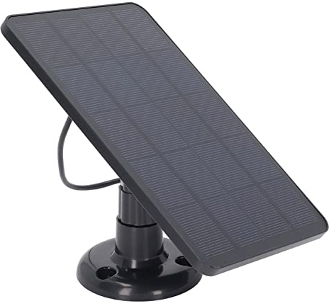 Panneau Solaire pour Caméra de sécurité sans Fil, Panneau Solaire Micro USB étanche 10 W pour Caméra de Surveillance, Support Mural Réglable (Noir)