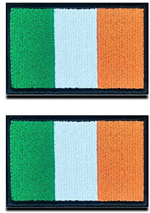 2 St. Irland Flagge Patch - Taktisch Glücklich Irisch Nationales Emblem, Bestickter Aufnäher mit Verschluss, Militär Bänder für Rucksäcke Kleidung Taschen Uniform Weste Jersey