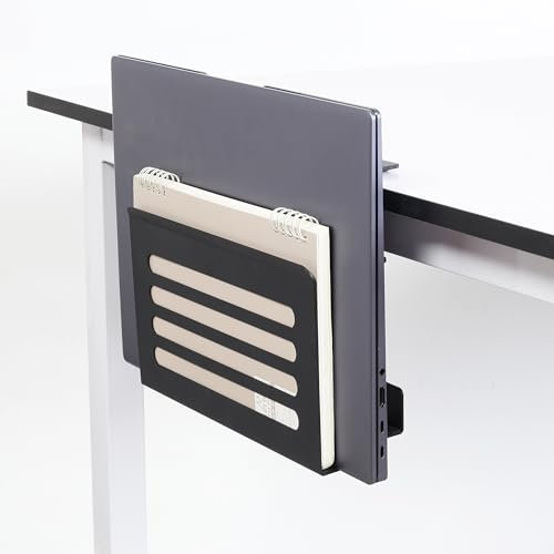 ROLIZOE 3 In 1 Under Desk Laptop Holder with Headphone Stand & Cable Hook No Drilling Desk Side Storage Clamp On Desk Shelf Space-Saving Anti-Slip Under Shelf Storage Desk Tidy for Home and Office