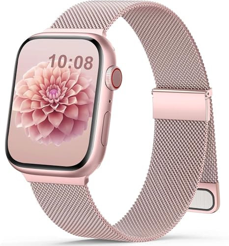 NxVerve Cinturino compatibile con Apple Watch, 42/44/45/49mm, oro rosa