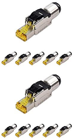 Janasiba 12 x Werkzeuge RJ45 geschirmt Cat 8, Stecker für Feld Cat8, Anschluss Cat8, Stecker Cat8