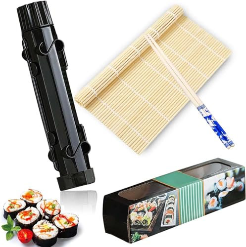 Sushi Maker Roller,Sushi Set zum Selber Machen,6-teiliges Sushi Bazooka Set,Sushi Roller Multifunktionale für Anfänger,Sushimaker und Bambusmatte,DIY Sushi Roller Tool für Anfänger zu Hause