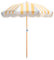 Mansader Parasol de plage bohème pliable avec franges, UPF 50+ avec sac de transport, mât en bois de qualité supérieure pour extérieur, jardin, pelouse, table de piscine, jaune, blanc et blanc