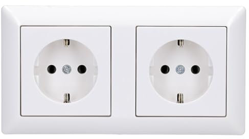 Jung SCHUKO Set Alpinweiß Serie AS AS582WW Rahmen 2-fach + 2x A1520WW SCHUKO® Steckdose