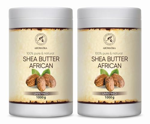 Shea Butter Set 2x1000 g - Körperbutter - Rein und Natürlich - Karité Body Butter - Pflege für Gesicht - Körper - Haare - Massage - Shea Butter