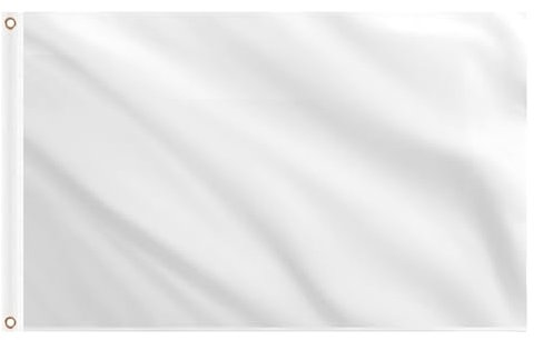 Blanko-weiße Flaggen 1,5 m x 0,9 m, einfarbige Flaggen mit Messingösen zum Zeichnen, DIY, Party, Spielzimmer, Outdoor, Garten, Festival, Dekorationen