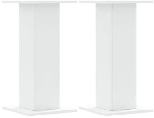 vidaXL Speaker Stands - White Engineered Wood - 60cm Height - Sturdy Base - Supports Up to 60kg - Pair of Floor Speaker Stands - Upgrade Your Audio Setup