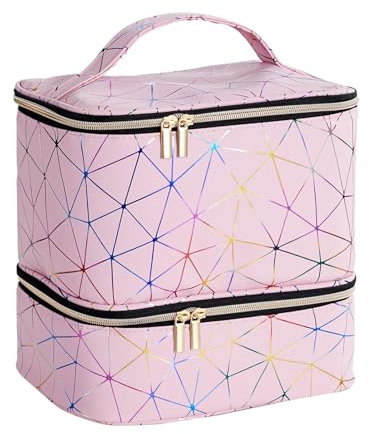 PhnkjGh Nail Polish Storage Bag - Nail Polish Carrying Bag,Storage Case, Bag for Large Capacity, Holds 30 Bottles, Sturdy Handle, Sponge Partitions for Women, Nail Gel