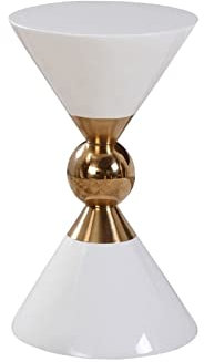 Table d'appoint Table d’appoint d’appoint en forme de sablier, table de canapé petites tables d’appoint rondes, table de collation extérieure et intérieure, table basse d’accent Table à café(Blanc)