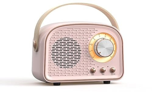 Bluetooth Radio Walnut Bluetooth Speaker Vintage Wooden Radio Wireless Portable Subwoofer Hands Free Call Speaker(Pink)