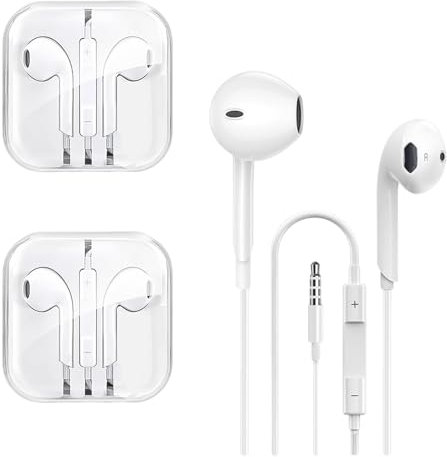 Xinlie Confezione da 2 Auricolari Cablati In-Ear con Cavo Cuffie con Filo Jack 3.5mm Cuffiette con Filo e Microfono Headset Stereo 3.5 mm per Iphone, Samsung, Xiaomi, Oppo, Sony, Huawei