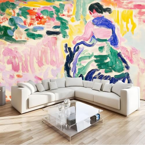 Papier Peint 3D Peinture À L'Huile Femme Colorée Panoramique Peinture Murale Interieur 250x175 cm pour Salon Chambre à Coucher D'Enfant Maison Décoration Murale