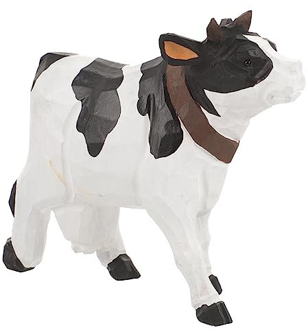 Cabilock Estatuilla De Vaca De Madera Adorno De Decoración Hogar Escultura De Vacas De Diseño Cartoons Manualidades De Animales para Mesas y