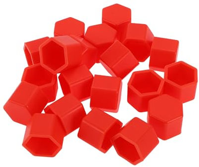 Partuto 20 Pièces Écrou De Roue Boulon Jantes Écrou De Pneu Vis Cache-Poussière De Protection D'Écrou En Silicone Rouge 2,5X21X20,6Mm