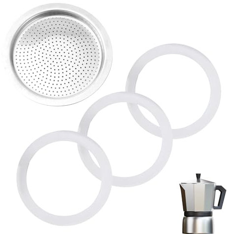 4 guarnizioni per macchina da caffè espresso da 6 tazze, in silicone resistente, ricambio per piano cottura e macchina da caffè espresso compatibile con 6 tazze per bialetti, set di accessori per